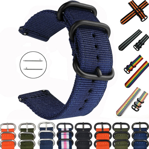 20mm 22mm watch strap For Samsung Galaxy watch 46mm 42mm Active2 Active1 Gear S3 frontier Sports nylon nato strap ► Photo 1/6