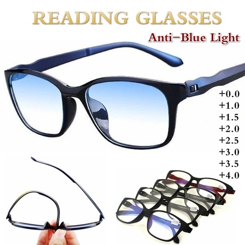 Reading Glasses Men Anti Blue Presbyopic Eyeglasses Antifatigue Computer Eyewear +0.0 +1.0 +1.5 +2.0 +2.5 +3.0 +3.5 +4.0 ► Photo 1/6