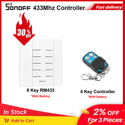 Itead SONOFF RF Controller RM433 8 Keys Remote Control Switch Works with SONOFF D1/RF/ Slampher/TX/ RF Bridge/ iFan03 Smart Home ► Photo 1/6