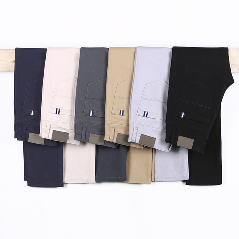 6 Colors Casual Pants Men 2022 Spring New Business Fashion Casual Elastic Straigh Trousers Male Brand Gray White Khaki Navy,968 ► Photo 1/6