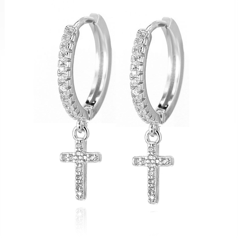 Fashion Small Cute Cross Earrings High Quality Crystal Gold Cross Hoop Earrings For Women Girls gift Jewelry серьги кресты 2022 ► Photo 1/5