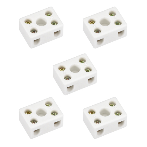 uxcell 5 Pcs 2 Way Ceramics Terminal Blocks High Temp Connectors 29.2x21.2x15.2mm for Electrical Wire Cable ► Photo 1/3