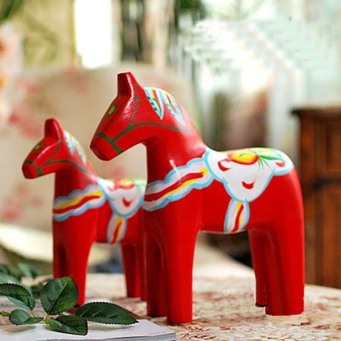 Nordic Wood Crafts Ornaments Creative Home Decorations Zakka Grocery Wooden Crafts Animal Articles Sweden Dala Horse Painted ► Photo 1/6