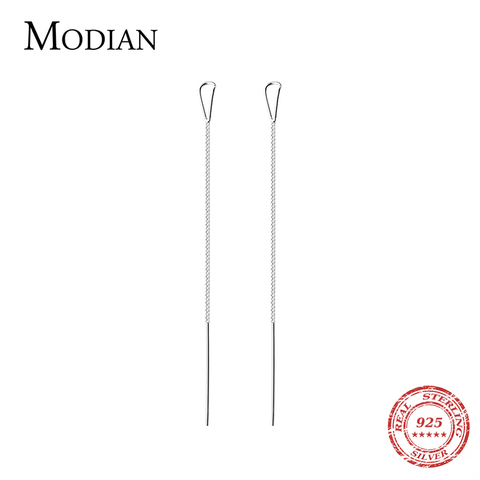 Modian Genuine 925 Sterling Silver Simple Unique Design Long Chain Drop Earrings for Women 2022 Spring Series Wedding Jewelry ► Photo 1/4