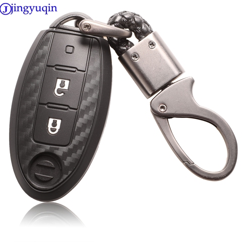 jingyuqin 2/3Btns Carbon Silicone Car Key Case For Nissan X-Trail 370Z Cube Micra Qashqai Juke Leaf Tiida Cube Quest Versa ► Photo 1/4