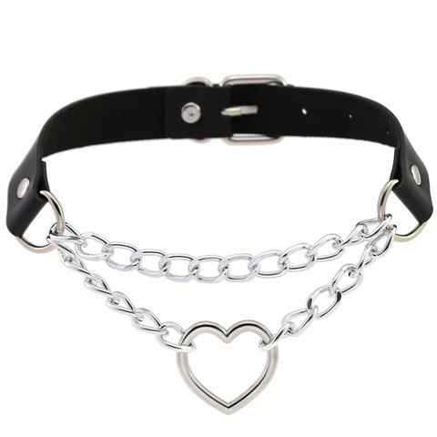 Heart Choker Goth Neck Chain Punk Collar For Women Girl Black Leather Chocker Kawaii Cosplay Jewelry Grunge Accessories ► Photo 1/6