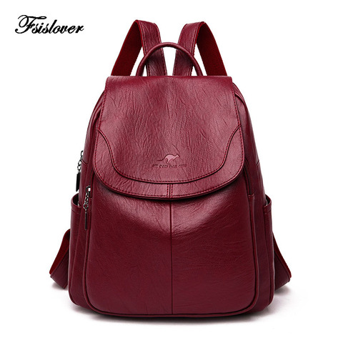 100% Genuine Leather Backpacks Vintage Antitheft BackpackLarge Capacity Women Backpacks Leisure School Travel Back Pack Mochilas ► Photo 1/6