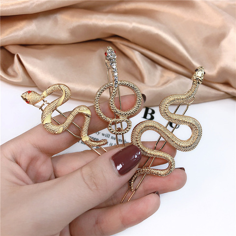 New Metal Snake Shape Bobby Pins Punk Gold Tone Animal Hair Accessories Hairpin Gift Vintage Hair Jewelry ► Photo 1/6