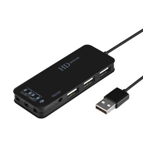 USB Hub 3-Port Stereo DJ External Sound Card Headset Microphone Adapter For PC Laptop USB 3D External Sound Card ► Photo 1/6