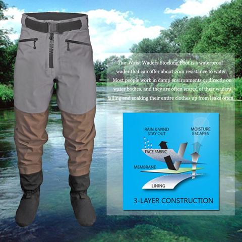 Men Breathable Stockingfoot Waterproof Waist High Pant Wader for Fishing Hunting Trousers ► Photo 1/5