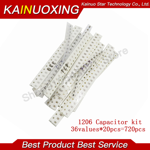 1206 SMD Capacitor assorted kit ,36values*20pcs=720pcs 1pF~10uF Samples Kit electronic diy kit Free shipping ► Photo 1/1