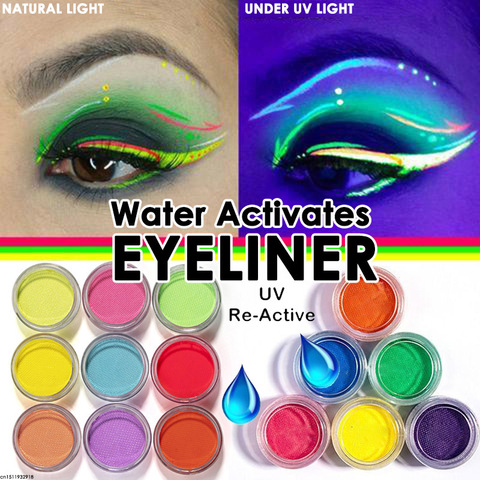 Water Activated Eyeliner UV Light Neon Pastels Eyeliner 21 Colors Pastel Black Light UV Reactive Eyeliner Glow in Dark Eye liner ► Photo 1/6