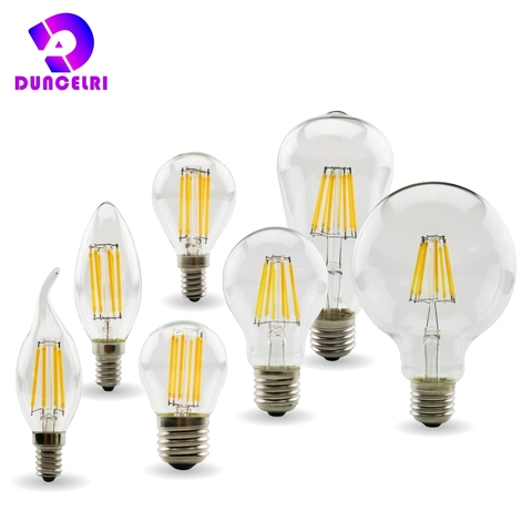 Retro Edison E27 E14 LED Filament Bulb Lamp 220V-240V Light Bulb C35 G45 A60 ST64 G80 G95 G125 Glass Bulb Vintage Candle Light ► Photo 1/6