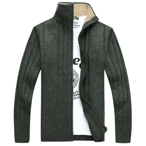 Autumn Men's Long Sleeve Knitted Cardigan Full Zipper Sweater Coat New Brand Solid Quality Men's Clothing Winter Casual Outwear ► Photo 1/6