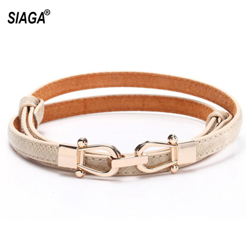 High Quality Cow Genuine Leather Belts Simple Hook Alloy Buckle Metal Thin Belt for Women Many Colours Optional FCO132 ► Photo 1/6