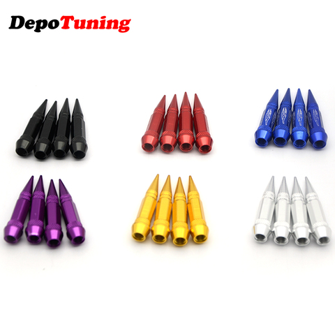 DepoTuning 4 pcs 45MM Car Auto Bike Spike Shape Tire Tyre Dust Proof Wheel Stem Aluminum Alloy Valve Cap ► Photo 1/6