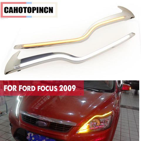 2PCS For Ford Focus 2 MK2 2009 2010 2011 LED Car Headlight Eyebrow Decoration Yellow Turn Signal DRL LED Daytime Running Light ► Photo 1/1