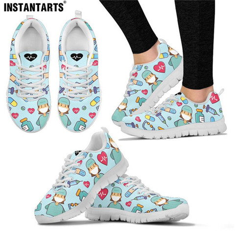 INSTANTARTS Women Doctor Nurse Sneakers Medical Hospital Print Lightweight Mesh Flats Ladies Casual Spring Cute Nursing Shoes ► Photo 1/6