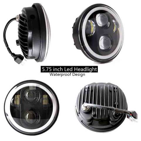 DOT Approved 5.75 Inch 45W LED DRL Black Headlight Motorcycle Projector for  Motobike Sportster ► Photo 1/6