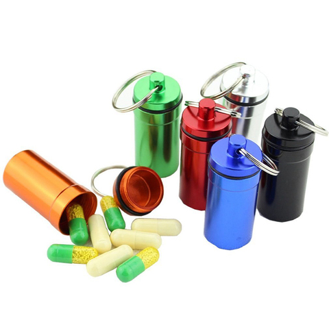 Waterproof Aluminum Pill Box Case Bottle Cache Drug Holder Container Keychain Medicine Box Healthcare ► Photo 1/6