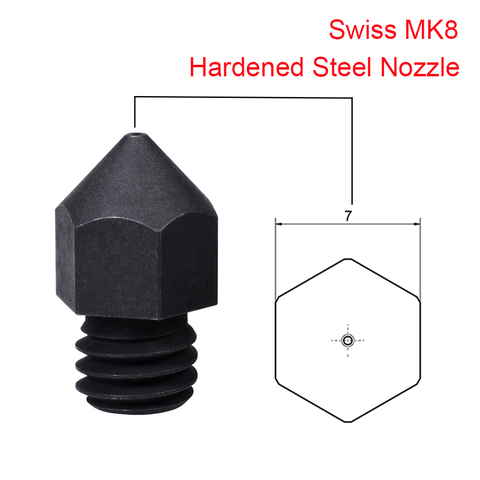 Swiss MK8 Hardened Steel Nozzle 0.2/0.4/0.6/0.8MM 1.75MM Filament To MK8 Extruder Hotend 3D Printer Parts For Ender 3 CR10 Block ► Photo 1/6