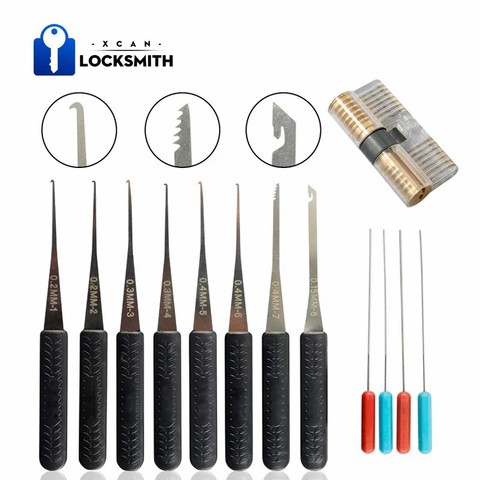 XCAN 12pcs Locksmith Hand Tools Supplies Lock Pick Set Visible Practice Padlock ► Photo 1/6