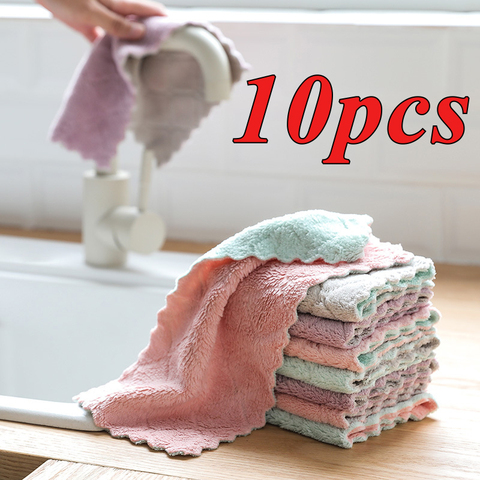 10pcs Super Absorbent Microfiber Kitchen Dish Cloth High-efficiency Tableware Household Cleaning Towel Kitchen Tools Gadgets ► Photo 1/6