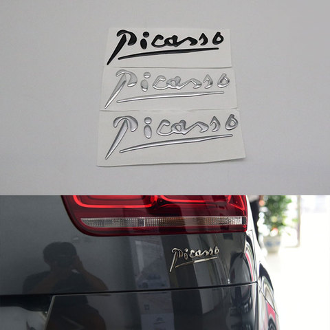 Picasso Emblem Car Logo Sticker Silver Black Gray 3D Letter Auto Badge Nameplate For Citroen C3 C4 Xsara ► Photo 1/6