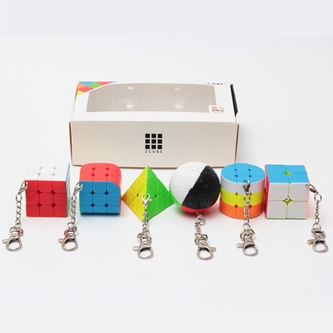 6 in1 Ornaments gift box Key chain Puzzle magic Cube 3x3 cube backpack pendant 3x3 cubo magico 6 pcs lovely Keychain cube toys ► Photo 1/6