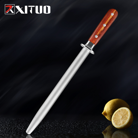 XITUO High Carbon Steel Diamond Sharpening Stick Professional Chef Kitchen Home Rosewood Handle Suitable For Various Knives New ► Photo 1/6