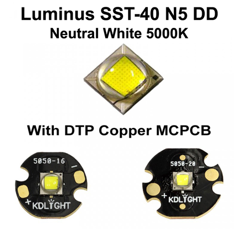 Luminus SST-40 N5 DD Neutral White 5000K LED Emitter with KDLITKER 16mm / 20mm DTP Copper MCPCB ► Photo 1/6