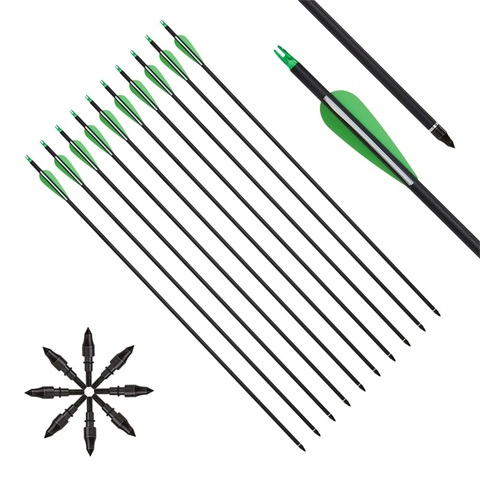 6/12/24Pcs Archery Mixed Carbon Arrows 31.5'' TPU Feathers Diameter 7.8mm Spine500 For Recurve/Compound Bow Shooting Hunting ► Photo 1/1