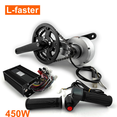 L-faster Newest Electric Bicycle Conversion Kit 48V 450W Brushless Middle Engine Kit With Freewheel Crankset For Electric Bike ► Photo 1/6