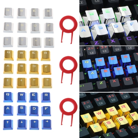 Metal Coating PBT DIY 12 Keycaps for Mechanical Keyboard with keycap puller ► Photo 1/5