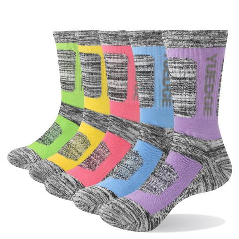 YUEDGE Brand Women's Cushion Combed Cotton Crew Socks Trekking Hiking Socks Women(5 Pairs/Pack) ► Photo 1/6