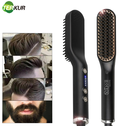 Hair Straight Comb Beard Comb Anti-scald Straight Hair Ioned Comb Men and Women Ceramic Roll Hot Comb Straightener 360 Rotatable ► Photo 1/6