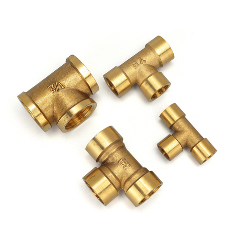 Tee Type Brass Pipe Fitting Adapter Coupler Connector For Water Fuel Gas 1/8