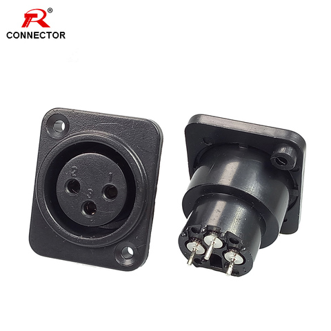 4pcs XLR connector female socket 3Pin Panel Mounted Chassis Square Shape MIC microphone audio connecting ► Photo 1/6