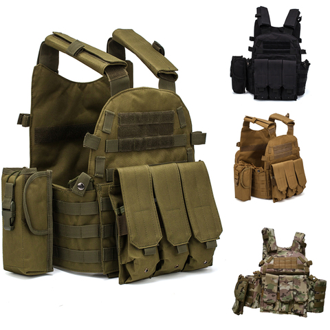 Nylon Molle Tactical Vest Body armor Hunting Plate Carrier Airsoft 6094 M4 Pouch Combat Gear Camo Military Army Vest Accessories ► Photo 1/6