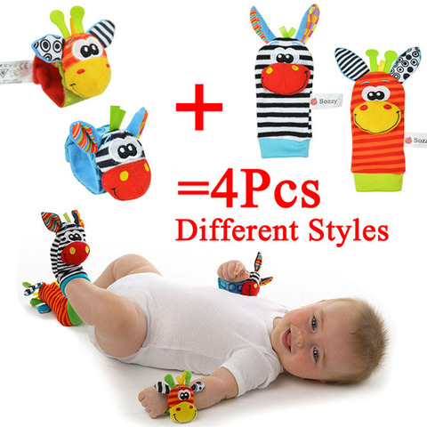 Buy Online Cartoon Baby Toys 0 12 Months Soft Animal Baby Rattles Children Infant Newborn Plush Sock Baby Toy Wrist Strap Baby Foot Socks Alitools