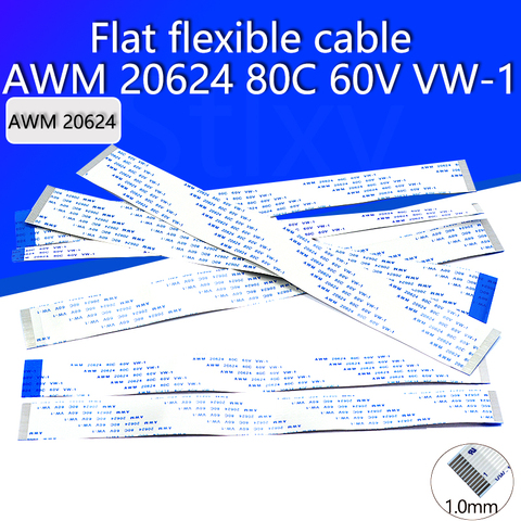 10PCS Flat flexible cable FFC FPC LCD cable AWM 20624 80C 60V VW-1 FFC-1.0MM  Flat connection cable 6/10/12/16/20/30/40Pin ► Photo 1/6