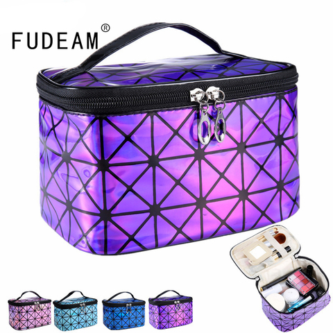 FUDEAM Paillette Leather Women Multifunctional Cosmetic Bag Travel Storage Organize Zipper Waterproof Makeup Case Toiletry Bags ► Photo 1/6