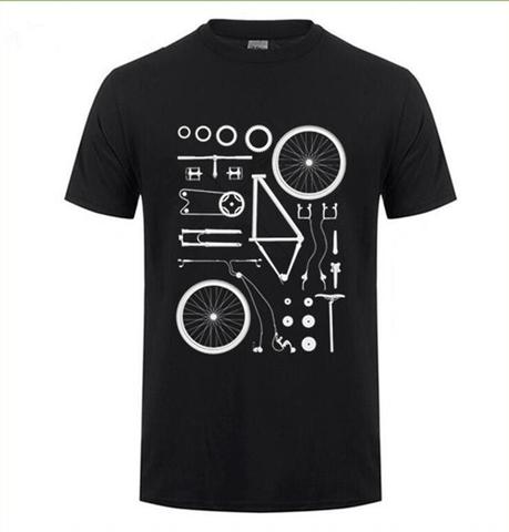 2022 Funny T-shirt Print bicycle MTB T shirts Mountain biker exploded into parts Tee shirt Group Team Clothing tshirt men ► Photo 1/6