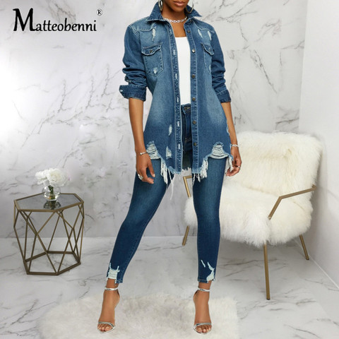 2022 Autumn Sexy Fashion Denim Jacket Women Long Sleeve Boyfriend Style Casual Jean Jacket Vintage Button Streetwear Top Coat ► Photo 1/6