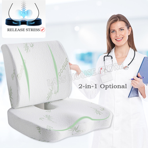 Memory Foam Seat Cushion Orthopedic Pillow Coccyx Office Chair Cushion  Support Waist Back Cushion Car Seat Hip Massage Pad Sets