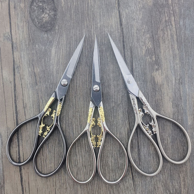 1PCS Stainless Steel European Vintage Scissors Antique Floral