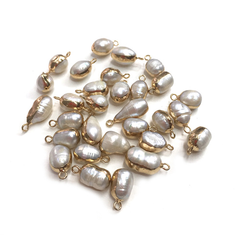 Natural Pearl Pendants Charms Connector Pendants for Jewelry Making DIY Accessories Fit Necklaces Size 8x14mm-9x16mm ► Photo 1/2