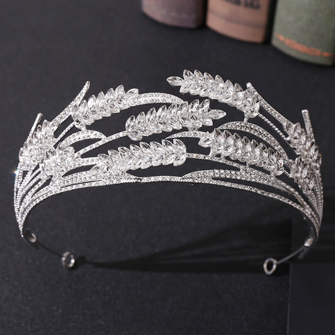 Baroque Crystal Grain Bride Crowns Tiaras Luxury Golden Rhinestone Crown Bridal Marriage Leaf Hair Accessories Wedding Headband ► Photo 1/6