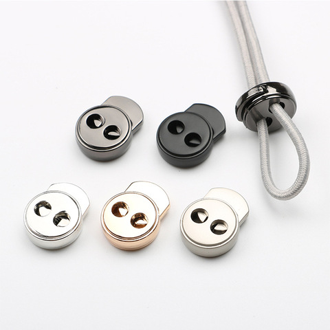 2 Holes Round Press Snap Lock Cord Stopper Rope Ends Lid
