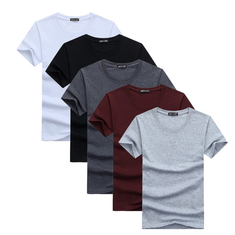 2022 High Quality Fashion Men's T-Shirts Casual Short Sleeve T-shirt Mens Solid Casual Cotton Tee Shirt Summer Clothing 6pcs/lot ► Photo 1/6